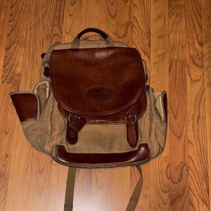 Bob Timberlake Brown Leather-Trim Canvas Backpack